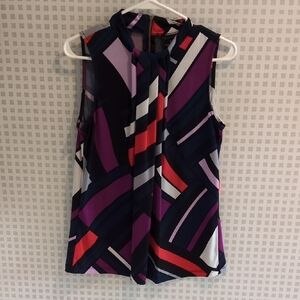 Worthington Women's Geometric Sleeveless Blouse - Purple, Red, Black